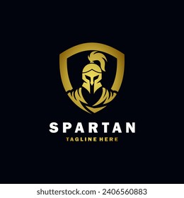 Spartan logo with shield in golden color on black background