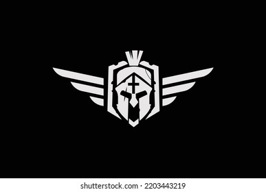 Spartan logo with shield and spear.