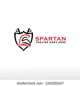Spartan Logo Template with Shield and Swords. Spartan Logo Design Vector.