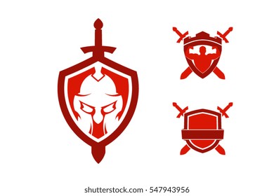 Spartan logo template, Shield logo vector illustration