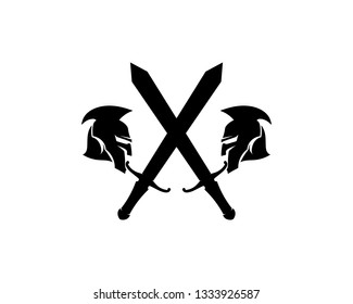 spartan logo and vector design helmet and head