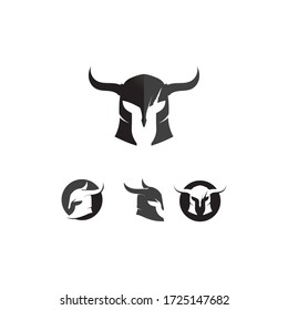 casco y cabeza de diseño de vectores y logotipo espartano

