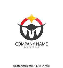 casco y cabeza de diseño de vectores y logotipo espartano

