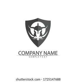casco y cabeza de diseño de vectores y logotipo espartano
