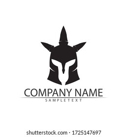 casco y cabeza de diseño de vectores y logotipo espartano
