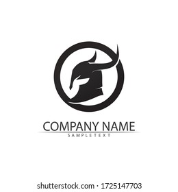 casco y cabeza de diseño de vectores y logotipo espartano
