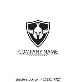 casco y cabeza de diseño de vectores y logotipo espartano
