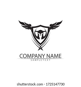 casco y cabeza de diseño de vectores y logotipo espartano
