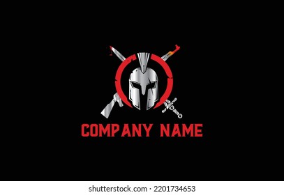 spartan logo and vector design helmet and head with circle.