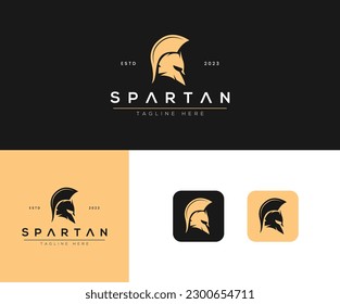 Helm und Kopf der Vektorgrafik. Vektorzeichen. Spartaner Helm.