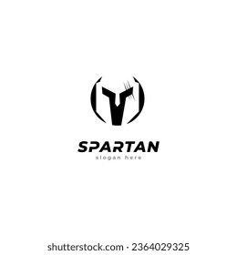 spartan logo and vector design helmet and head