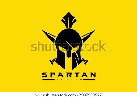 spartan logo and vector design helmet and head with shield and cross swords , gym and fitness logo	