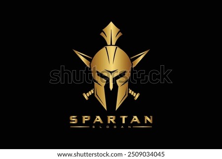 spartan logo and vector design helmet and head with cross swords , gym and fitness logo	