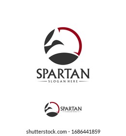 Plantilla de vectores de logotipos espartanos, concepto de diseño de logotipos de cascos espartanos