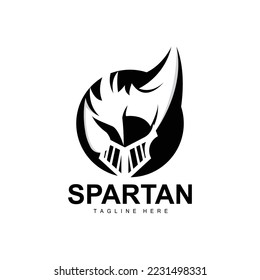 Spartan Logo, War Helmet Suit Vector, Barbarian Armor Icon, Viking, Gym Fit Design, Fitness