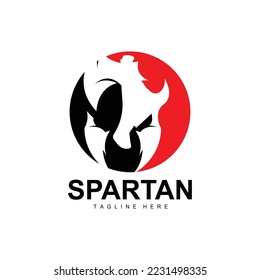 Spartan Logo, War Helmet Suit Vector, Barbarian Armor Icon, Viking, Gym Fit Design, Fitness