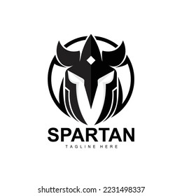 Spartan Logo, War Helmet Suit Vector, Barbarian Armor Icon, Viking, Gym Fit Design, Fitness