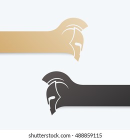 Spartan logo with warrior helmet with mohawk in gold and black