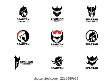 Spartan Logo,Vector Viking, Barbarian, War Helmet Design, Product Brand Illustration