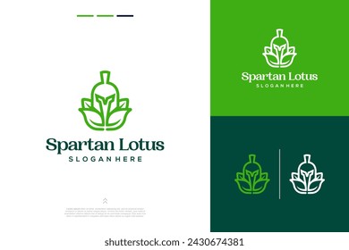 Spartan lotus leaf line art modern logo design inspiration