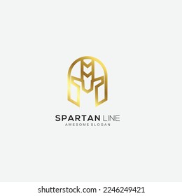 spartan with luxury line art logo design template