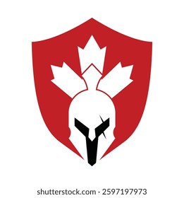 spartan maple leaf logo design vector icon.