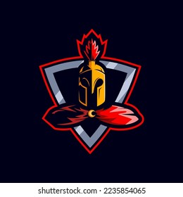 spartan mascot e sport logo design