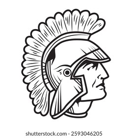 Spartan Mascot elements, including a striking helmet silhouette and clean, geometric details, ideal for sports, branding, or historical themes.
