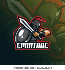 spartan mascot logo design vector with modern illustration concept style for badge, emblem and tshirt printing. angry spartan illustration for sport team.