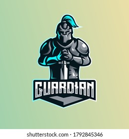 vector de diseño del logotipo de mascota espartano con un estilo de ilustración moderno para impresión de insignias, emblemas y camisetas. ilustración guardiana para el equipo deportivo y de deportes electrónicos.
