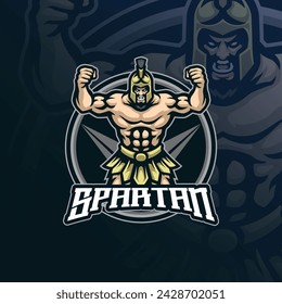 Spartan mascot logo design vector with modern illustration concept style for badge, emblem and t shirt printing. Spartan fitness illustration.