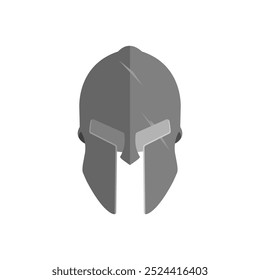 Spartan metal helmet, dark gray warrior helmet vector, ancient helmet, armor icon.