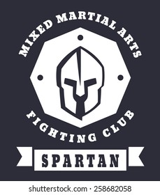 Spartan, MMA Fighting Club emblem with spartan helmet, vector illustration, eps10, easy to edit