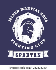 Spartan, MMA Fighting Club grunge emblem with spartan helmet, vector illustration, eps10, easy to edit