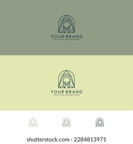 Spartan monoline with geometric pattern of simple arches visualizing energy power and elegant minimalism