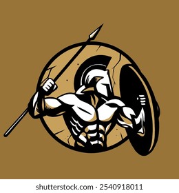 Diseño de Vector de logotipo de músculo espartano