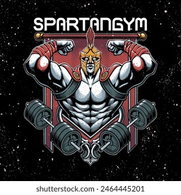spartan with muscular body illustration vector file