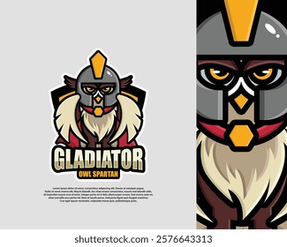 Spartan owl logo Cartoon vector illustration