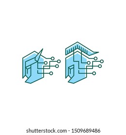spartan robot logo technology icon vector