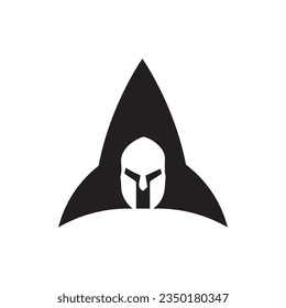 spartan rocket logo icon design illustration.