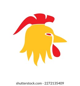 spartan rooster head logo design. chicken character, sign and symbol.