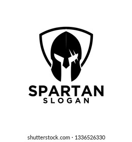 spartan shield black logo icon designs vector illustration