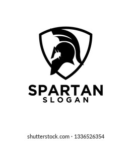 spartan shield black logo icon designs vector illustration