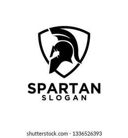 spartan shield black logo icon designs vector illustration