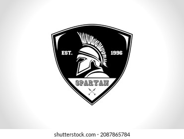 Spartan shield emblem logo. Vintage classic spartan helmet. Suitable for mascot and business.