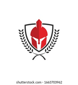 Spartan shield logo design template. icon vector Illustration