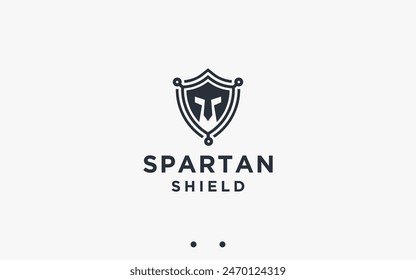 spartan shield logo design vector silhouette illustration