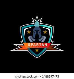 Spartan and shield logo, Luxury Sparta warrior helmet logo, Elite Warrior logo template designs