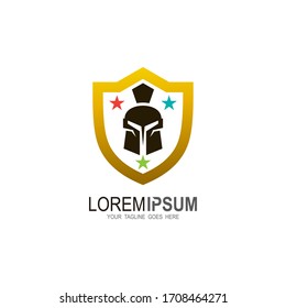Spartan and shield logo, Luxury Sparta warrior helmet logo, Elite Warrior logo template designs