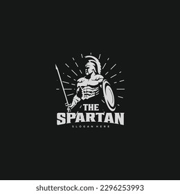 Spartan with shield and sword.vintage logo inspiration